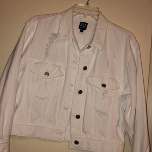 Gap white distressed jean jacket